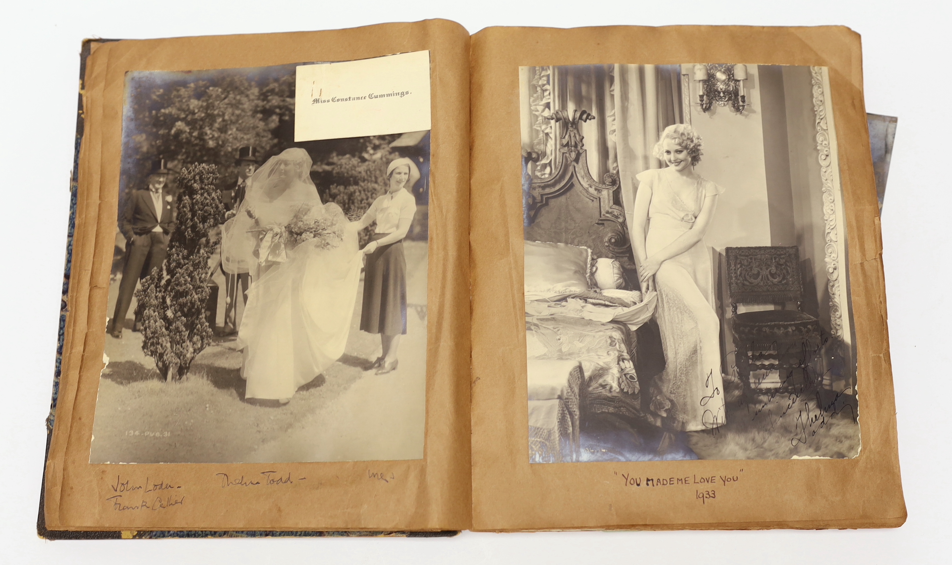 Paula Newman, Actress, costume designer and artist (1894-?) - An album of black and white photographs and newspaper cuttings, particularly covering her career as costume designer for films, including notes from Alfred Hi